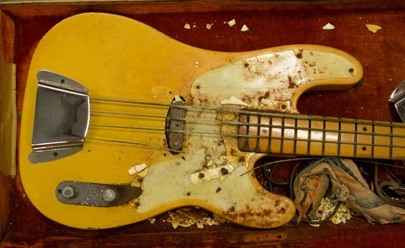 1968 Telecaster Bass Before Restoration - Pickguard plastic out-gassing